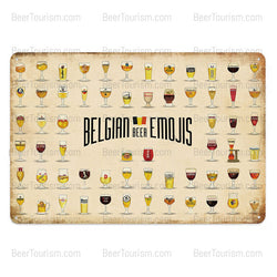 Belgian Beer Emojis Vintage Look Metal Sign