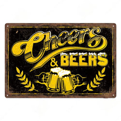 Cheers and beers novelty and fun metal beer sign