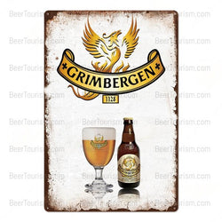 Grimbergen 1128 Vintage Look Metal Beer Sign